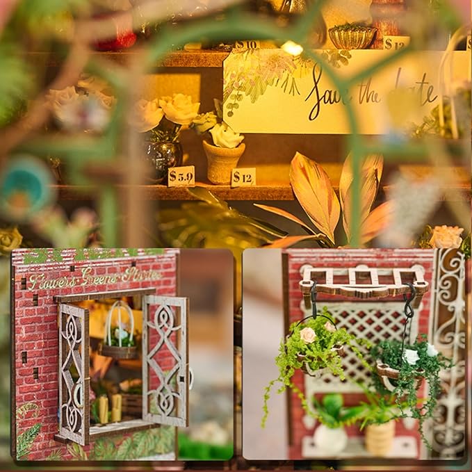 Book Nook Kit，DIY Miniature Dollhouse Kit for Adults and Teens，3D Wooden Tiny House for Family and Friends，Bookshelf Decor in Halloween/Christmas（Book Store） (Red Cottage)