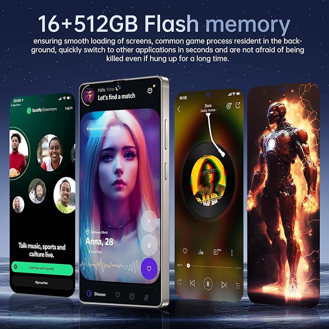 BDWJW I25 Ultra Smartphone 16GB+512GB Android 14 Smartphone, 6.99" FHD+ Display, 7000mAh Battery, 108MP+68MP Dual Camera, Built-in Pen Stylus, Fast Performance Large Memory (Purple)