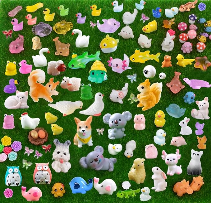 150 Pcs Mini Resin Animals - Tiny Resin Animal Miniature Animals Figurines Small Little Animal Figures Bulk for Fairy Garden Micro Landscape Dollhouse Accessories