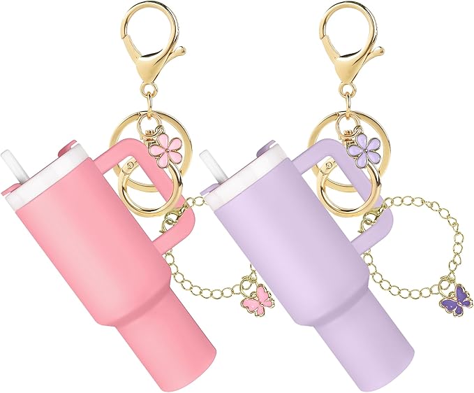 ERTUNA Mini Tumbler Keychain Accessories for Stanley Cup, 2 Way Cute Charms Chapstick Lip Balm Holder for Women Purse Handbag