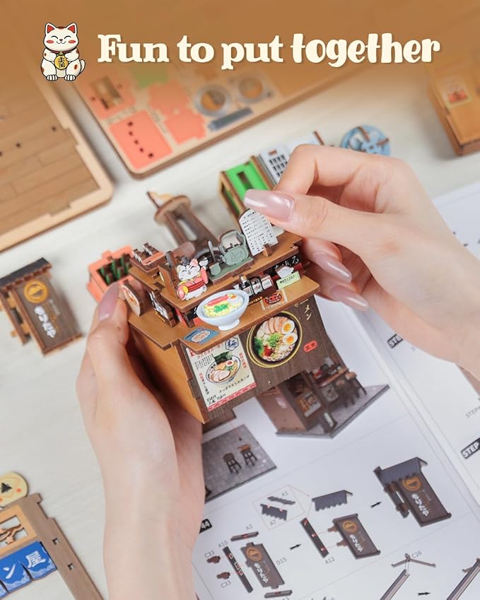 CUTEBEE Book Nook Kit - DIY Miniature House Dollhouse Kit for Adults and Teens, Booknook Tiny Japanese House Bookshelf Decor 3D Wooden Puzzle, Gifts for Family, Friends (Morita-Ya)