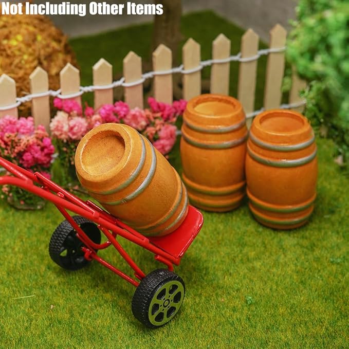 Odoria Dollhouse Beer Barrel Miniature: 1/12 Scale Aging Wine Whiskey Barrels for Rustic Garden Farmhouse Vintage Restaurant Bar - Mini Drinking Liquor Alcohol Props DIY Craft 3Pcs