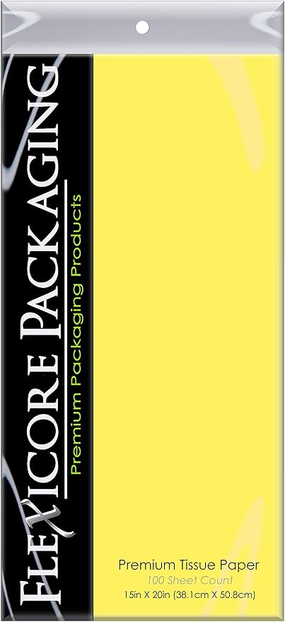 Flexicore Packaging| Gift Wrap Tissue Paper|15"x20"|100 Count (Light Yellow, 100 Sheets)