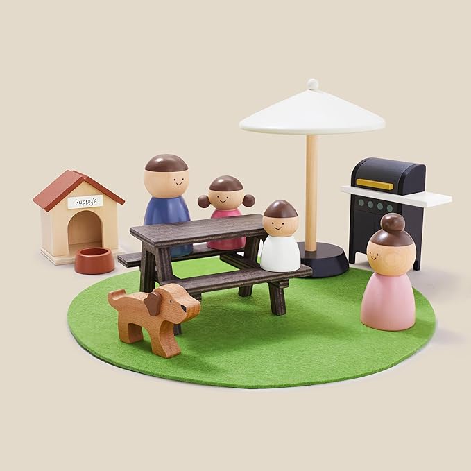 Tiny Land Doll House, Modern Family Dollhouse with Realistic Design, Wooden Dollhouse with 53Pcs Furniture - Ideal Gift for Kids Ages 3+