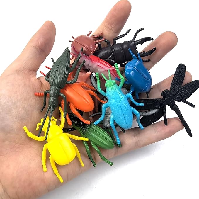 48PCS Mini Bug Toys Fake Plastic Bugs and Insects for Kids Toddler Halloween Birthday Party Favors Easter Valentines Basket Stuffers Goodie Bag Fillers April Fool's Day Prank Gifts