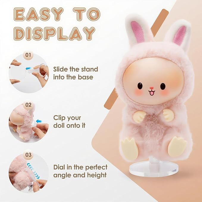 MDOWOK Adjustable Doll Stand for Sitting & Standing Positions - Premium Acrylic Base Display Holder for 3-7" Figures, (White 2 Set )