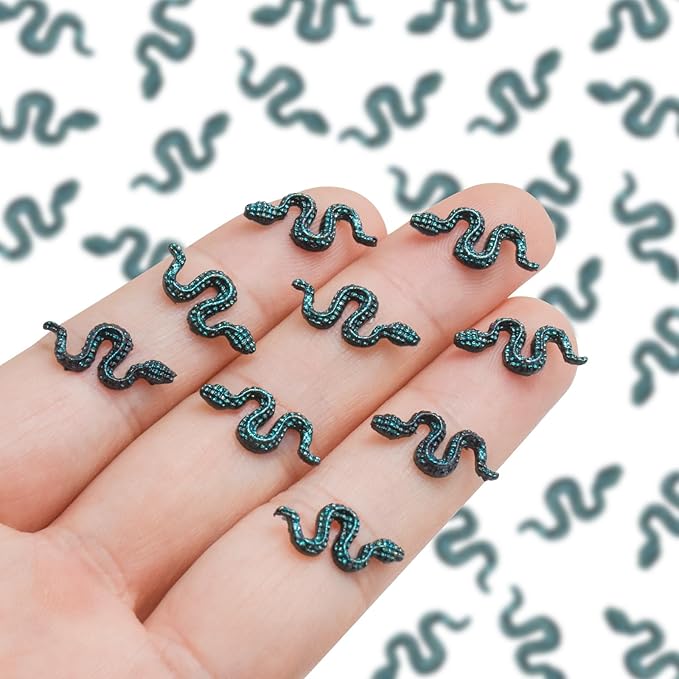 200 Pieces Blue Mini Snakes Dollhouse Tiny Resin Snakes Micro Fake Snakes for Crafts Dollhouse Fairy Garden Micro Landscaping Decoration Mini Halloween Figurines