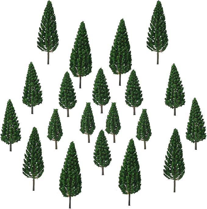 LUEYAO Mini Model Miniature Trees Mixed Train Scenery Architecture Trees Fake Trees for DIY Crafts Building Model Scenery Landscape Dark Green 2.1-3.9 inch 20 PCS