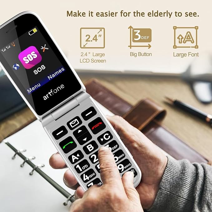 artfone G3 Pro Red - 4G LTE Flip Phone for Seniors丨Unlcoked Flip Phone with SOS Button丨Loud Speaker丨Camera丨Talking Clock丨Photo Speed Dial丨 Hands-free丨Dumb Phone丨Charging Dock丨Extended Battery Life