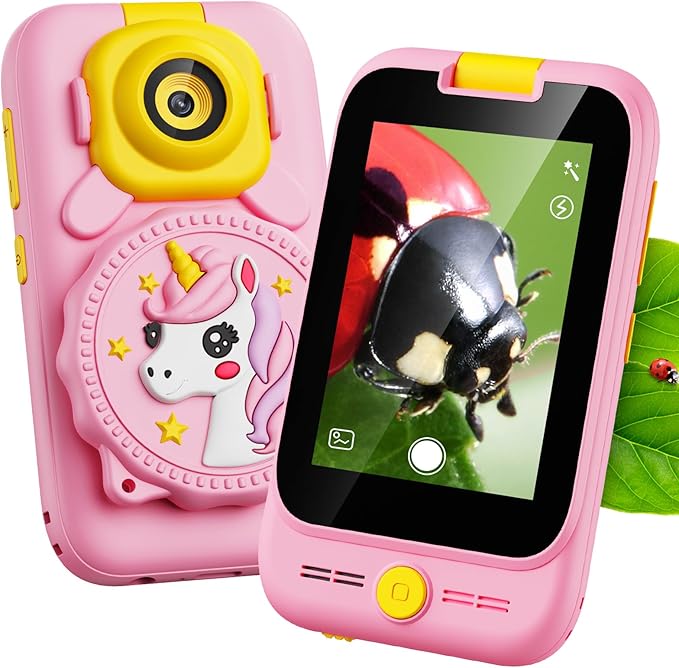 2 in 1 Kids Smart Phone and Microscope Camera for Kid, Touchscreen HD Camera Cell Phone , Mini Pocket Handheld Microscope for Toddlers,STEM Educational Science Kit for Boys 3-10, with 32GB SD Card