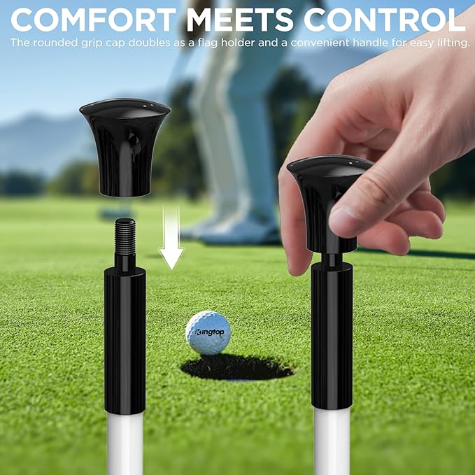 KINGTOP Golf Flagstick - Portable Design, Practice Putting Green Flag Stick for Yard, Club - Golf Pole Pin Flagpole, 3FT or 6FT Heights Available