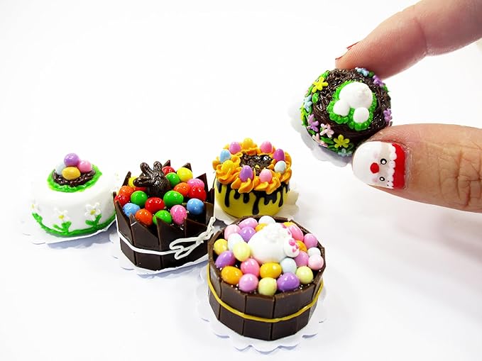 Miniature 5 Easter Cake 1:12 Dollhouse Tiny Food Cake Bakery Charms Supply 16920