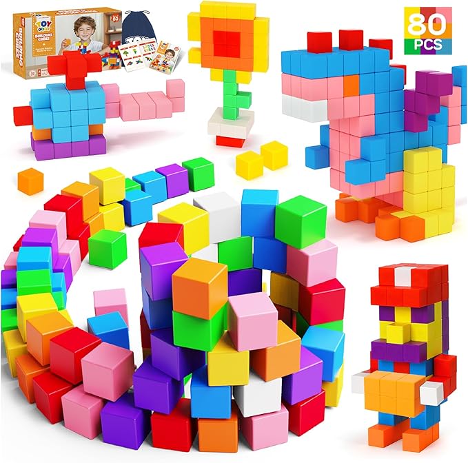 80PCS Magnetic Blocks, Magnetic Building Blocks for Kids Ages 3 4 5 6 Year Old, Magnet Cubes, Autism Montessori Toys, Preschool STEM Educational Sensory Magnet Toys Gifts for Kids 3-5 4-8