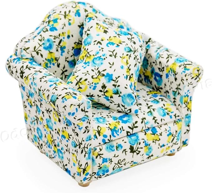 Odoria 1/12 Miniature Chair Armchair Dollhouse Furniture Accessories, Blue