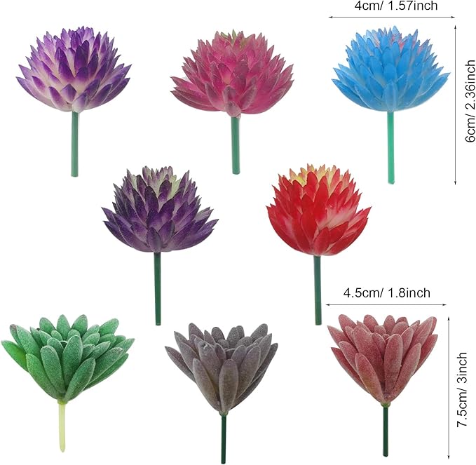 Cayway 21 PCS Multicolor Plastic Succulent Plants, 3 Styles, Mixed Faux Succulents for Home Decor, Indoor/Outdoor Use