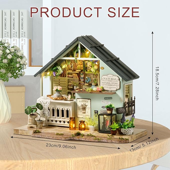 Miniature House Kit, Tiny House Kit with LED Light, DIY Mini House Building Kits for Adults to Building, Unique Gift for Birthday Christmas, Bakery Store