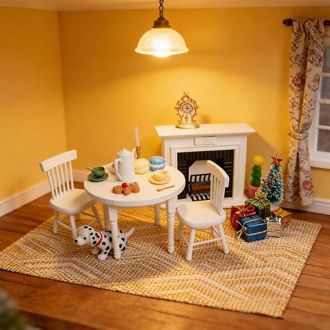 8Pcs 12 and 7.5 Inch Dollhouse Diameter Miniature Weaving Round and Square Rug Miniature Carpets for Mini House Decor