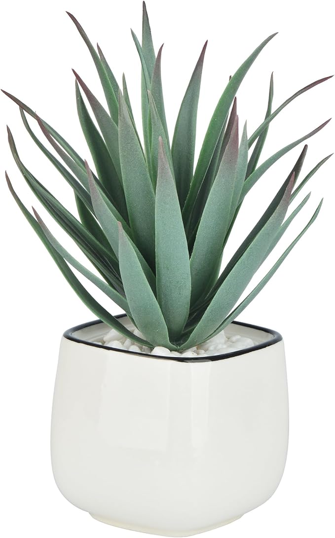 TOPSV Artificial Succulents in Pots - Small Fake Plants Mini Succulent Agave Faux Plants Indoor for Boho Bathroom Decor, Bedroom, and Coffee Table Office Farmhouse Decoration