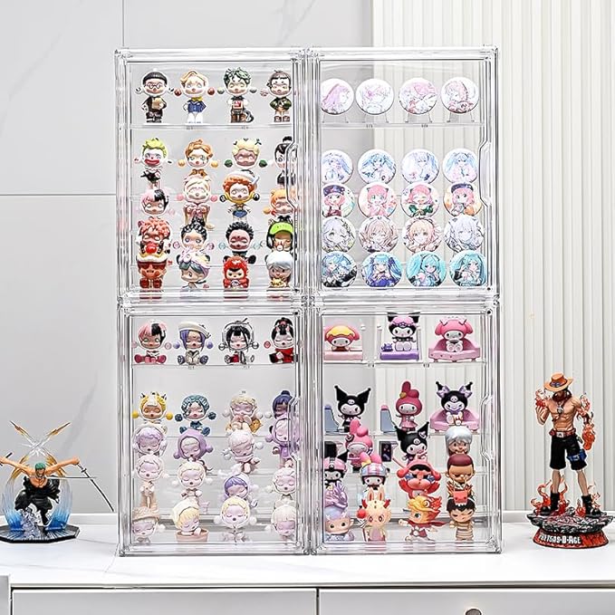 Clear Acrylic Display Case, 5 Tier Large Acrylic Blind Box for Figures, Dustproof Storage Organizer with Magnetic Door for Action Figures Toys, Stackable Collectibiles Showcase