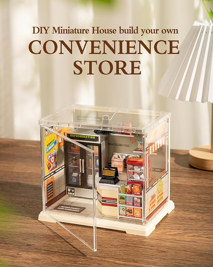 DIY Miniature House Kit, Dollhouse Kit, Miniature Kit, DIY Mini House Building Kit for Adult Teen, Plastic Tiny House Making Kit, Best Craft Hobbies Gift, Convenience Store