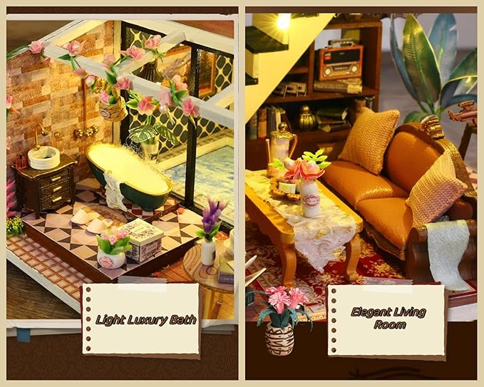 Flever Dollhouse Miniature DIY House Kit Creative Room with Furniture for Romantic Valentine's Gift (It is Romantic)