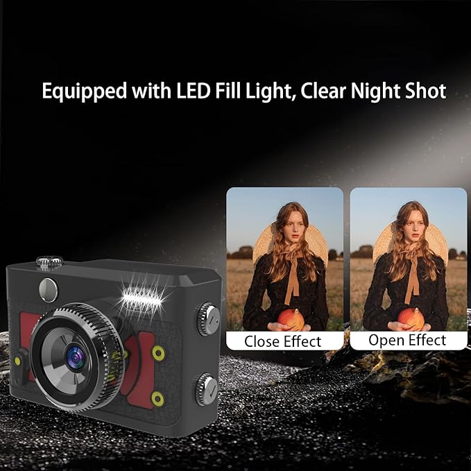 Mini Keychain Camera 64GB, 1080P Mini Retro Photo Video Camera, 120 Minute Battery Life Portable Tiny Digital Cam, Micro Video Camcorder for Travel Students Children, Red