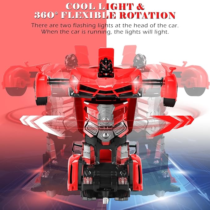 Dolanus Remote Control Car - Transform Robot RC Cars Contains All Batteries: One-Button Deformation and 360 Degree Rotating Drifting, Present Christmas Birthday Gift for Boys/Girls