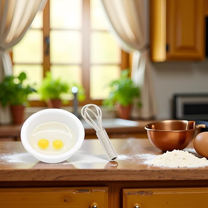2Pcs/Set 1/12 Miniature Whisk and Mixing Bowl Dollhouse Decoration Accessories