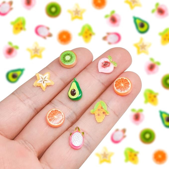 100 Pieces Mini Fruits for Dollhouse Miniatures Mini Food for Crafts Tiny Resin Things for Dollhouse Mini Kitchen Micro Landscaping Decoration