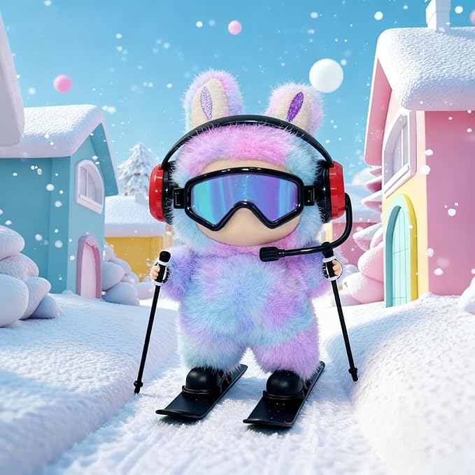 2026 New 8-Piece Ski & Snowboard Set for 17cm Dolls - Goggles, Headset, Ski Poles, Boots & Snowboards, Vinyl Figure Sports Adventure Collection (Doll is NOT Included) (Black)