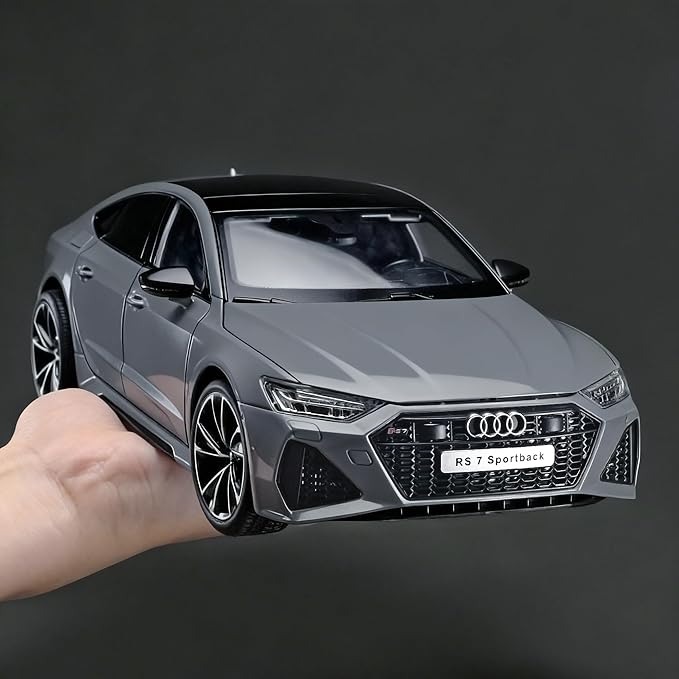 1:18 Audi RS7 Diecast Car,Pull Back Toy Model Cars,Remote Control Key Version Metal Toy Cars with Lights and Sounds,Gift for Children and Adult（Gray）