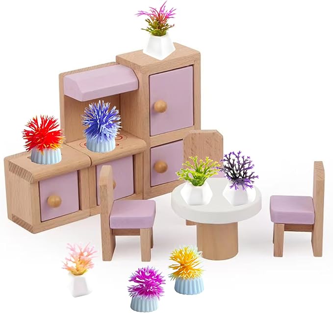 8 Pcs Miniature Potted Plants Set – 1:12 Scale Dollhouse Greenery Ornaments, Realistic Tiny Bonsai & Flower Pots for Fairy Garden, Terrarium, Desk Display, DIY Craft & Micro Landscape Decoration（ C ）
