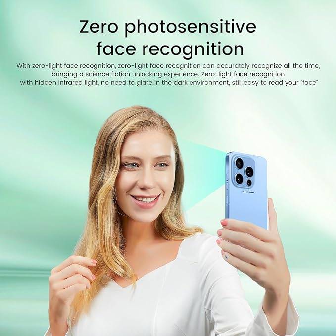 Huness 16PROMA X Smartphone Unlocked Cell Phone,6.99" HD Screen Unlocked Phone,16+512GB Android 14 with 128GB Memory Card,Face ID/Dual SIM/5G/Fingerprint Button Unlock/Photos/GPS (Blue, 16+512G)