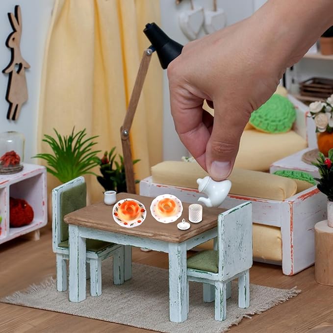 4Pcs Mini Dinner Plate Shape Resin Silicone Molds 3D Tiny Plate Epoxy Casting Molds for DIY Micro Resin Dollhouse Fairy Garden Kitchen Miniatures Landscape Decor