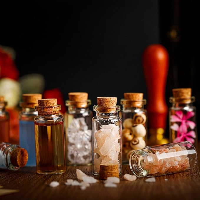 Blcculi 200 Pcs Mini Glass Bottles with Wood Cork Stoppers, 10ml Clear Vials for DIY Art, Wedding Decorations, Party Favors