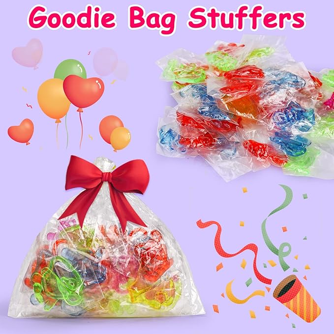 100PCS Glitter Sticky Hands Valentine Party Favors for Kids 4-8 8-12 Birthday Supplies Easter Egg Fillers Goodie Bag Stuffers Classroom Treasure Box Carnival Prizes Bulk Treat Trinkets Pinata Stuff
