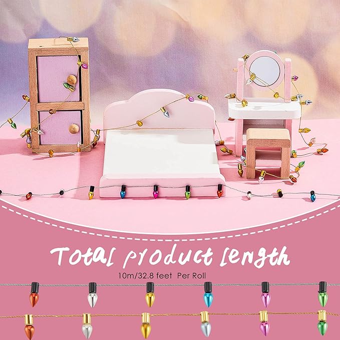 Tuanse 65.6 ft House Fake String Lights Decorations Miniature Light String Crafts for House Furniture Accessories Wedding Party Decor(Classic)