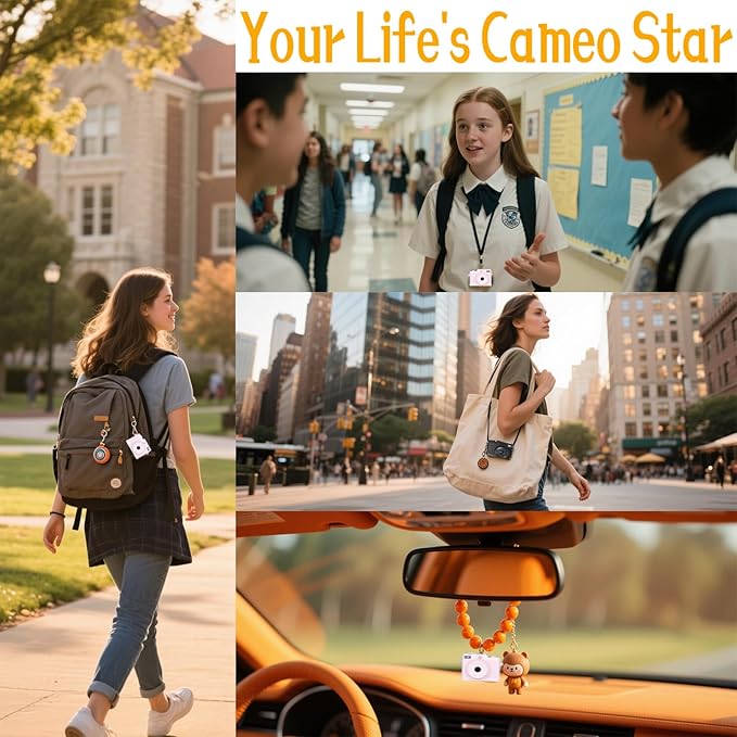 Mini Keychain Camera, Mini Digital Camera, 1080P Retro Camera with 32GB Card, Wide Angle Lens, LED Flash Light, Nostalgic Photos, Great Gift Idea, Black (Black)