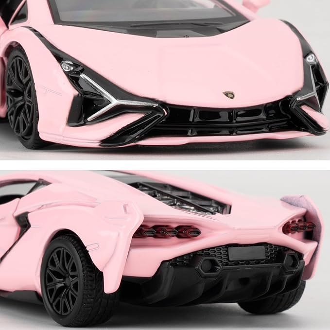 BDTCTK 1/36 Lamborghini Sián FKP37 Diecast Car Models, Zinc Alloy Toy Pull Back Vehicles Toy Cars for Toddlers Kids Boys Girls Gift (Pink)