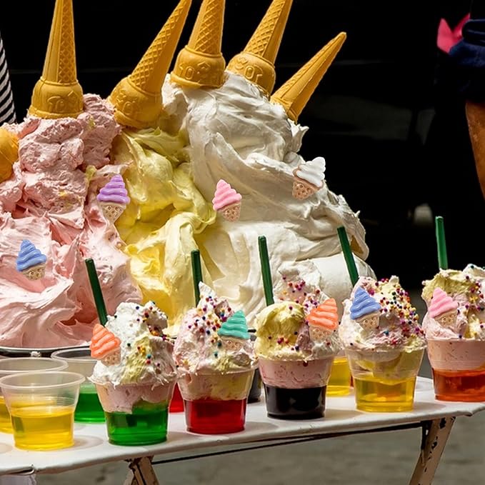 100 Pieces Colorful Tiny Ice Cream for Dollhouse Miniatures Resin Food for Crafts Mini Ice Cream for Dollhouse Mini Kitchen Micro Landscaping Decoration