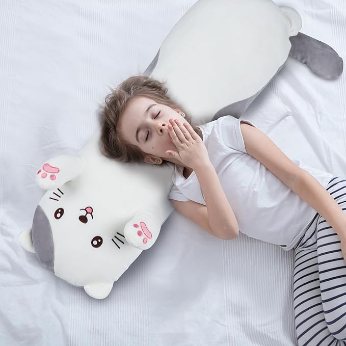 44 inch Giant Cat Stuffed Long Body Pillow, Jumbo Cat Stuffed Animal, Soft Plush Toy Cuddle Plushies Gift for Kids Boys Girls Birthday