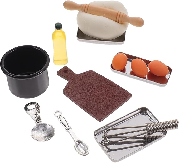 Miniature Baking Tool Set Mini House Kitchen Accessories Lightweight Miniature Cookware for Dollhouse Decor Cooking