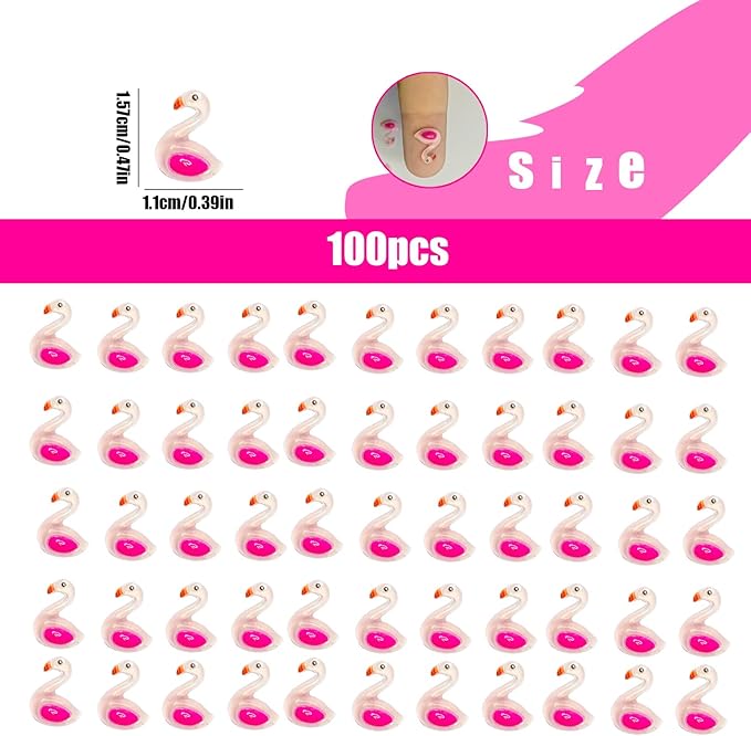 100PCS Mini Flamingo Decor for Dollhouse Resin Animal Tiny for Crafts Micro Miniature Flamingo for Fairy Garden Dollhouse Micro Landscaping Decoration