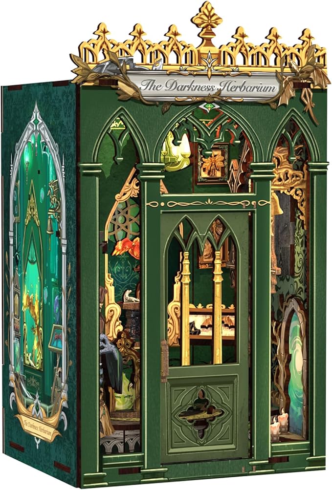 CUTEBEE Book Nook Kit - DIY Miniature House Magic Dollhouse Kit for Adults, Booknook Tiny House Bookshelf Decor 3D Wooden Puzzle, Gifts for Family, Friends (The Darkness Herbarium)