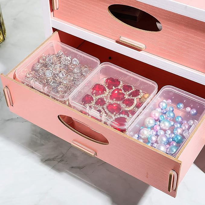6 Pieces Mini Plastic Clear Beads Storage Containers Box for Collecting Small Items, Beads, Jewelry, Business Cards, Game Pieces, Crafts (2.48 x 2.48 x 1.57 Inch)