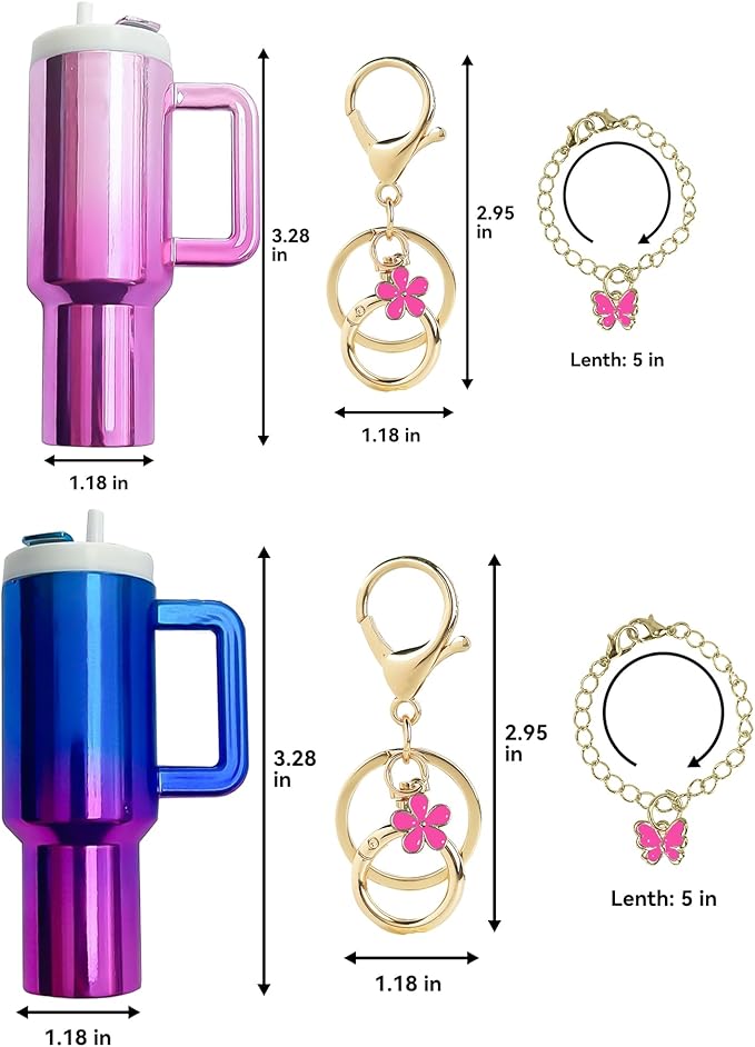 ERTUNA Mini Tumbler Keychain Accessories for Stanley Cup, 2 Way Cute Charms Chapstick Lip Balm Holder for Women Purse Handbag
