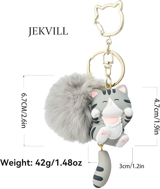 Jekvill Cat Keychain bag charms for handbags Cute Keychains for Women Kawaii Cat Backpacks Accessories cat plush keychain