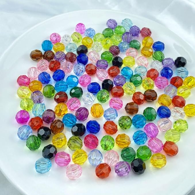 Jmassyang 100 Pieces 12mm Acrylic Round Faceted Beads Plastic Loose Spacer Beads Colorful with Hole for Jewelry Making DIY Bracelet Necklace Earring Keychain(Mixed Colors)