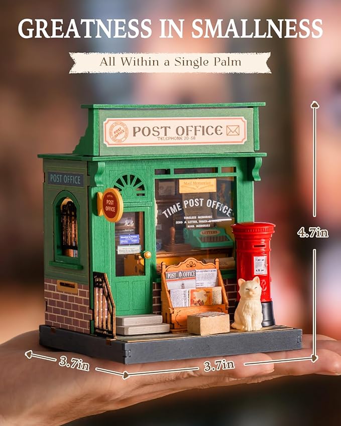Rolife DIY Mini Building House Miniature Kit-Century Post Office, Miniature Lifestyle Mini Bookshelf Decoration, DIY Hobbies/Gifts for Craftsman (Century Post Office)