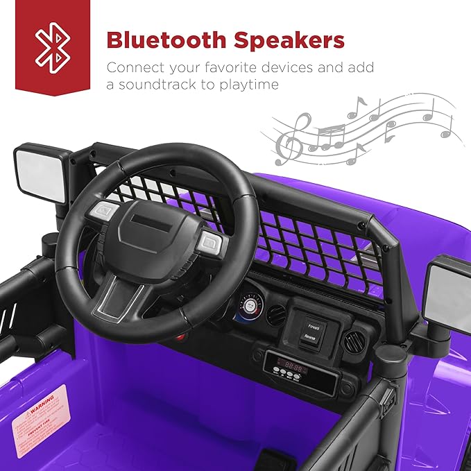 Best Choice Products 12V Kids Ride On Truck Car w/Parent Remote Control, Spring Suspension, LED Lights, AUX Port - Purple